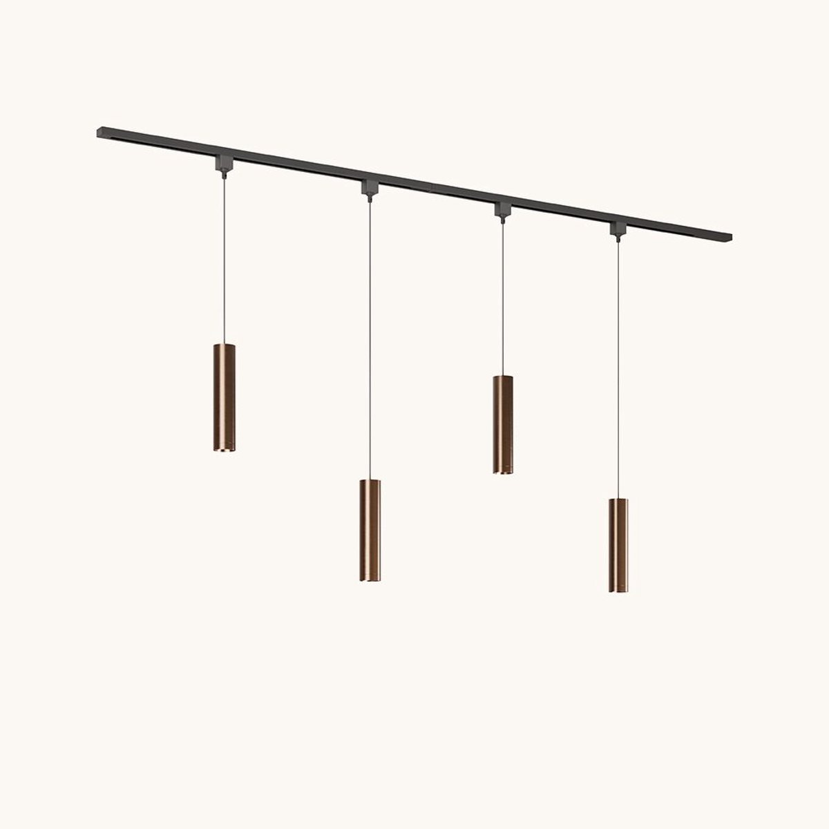 LUSENZ Railverlichting Pakket - Recht - 2x 1 m rail - 4 hanglampen - Incl. 2700K GU10 - IP20 - Modulair - 230V - Belano(M) - Brons