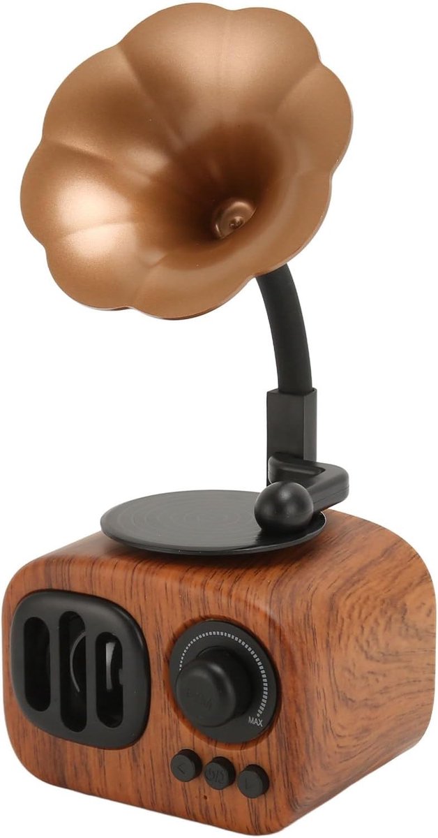 Retro Muziekluidspreker Vintage Draadloze Radio, Mini-grammofoon Fonograafvorm BT-luidspreker, Vintage Houtnerfpatroon USB-muziekspeler, voor Thuisfeest