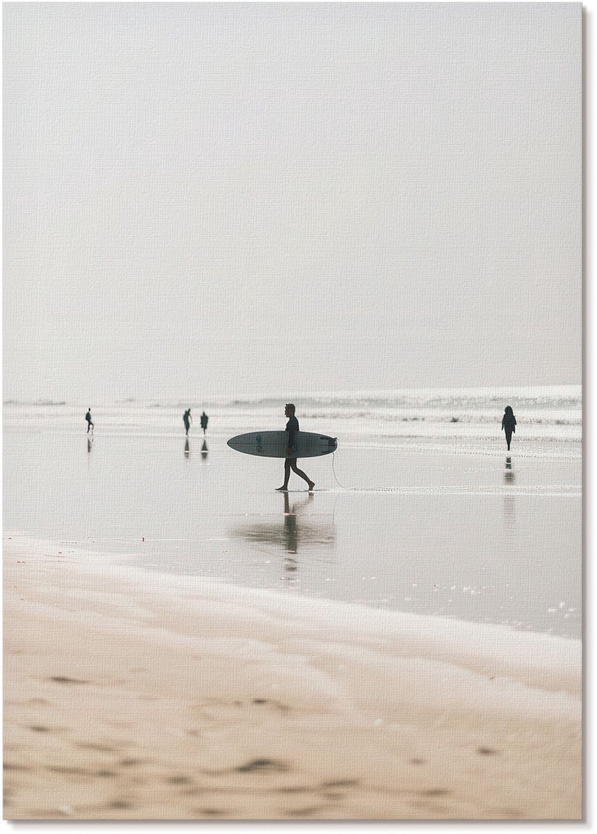 Tulup Polycanvas Wandposter - Surfers Op Het Strand, Fotografie - A4 - Beige Poster - Rechthoek - Canvasposter - Woonkamer, Slaapkamer, Kantoor - Modern