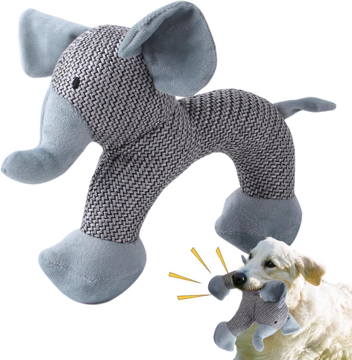 casalora - Hondenspeeltje - Olifant - Honden - Speelgoed - Knuffel - Intelligentie - Dog toy - Hond - Pluche - Speeltjes - Grijs Olifant - 28*19cm