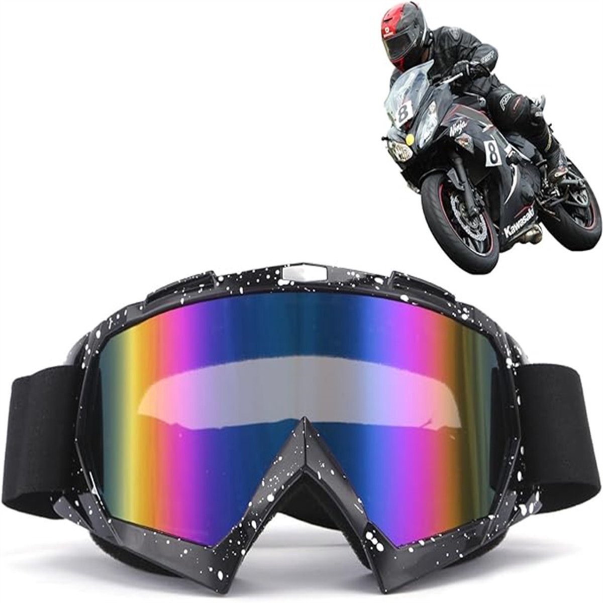 casalora - Skibril - Brildrager - Met schuimvulling - Crossbril - Motocrossbril - Geschikt voor buitensporten - Unisex - Zwart