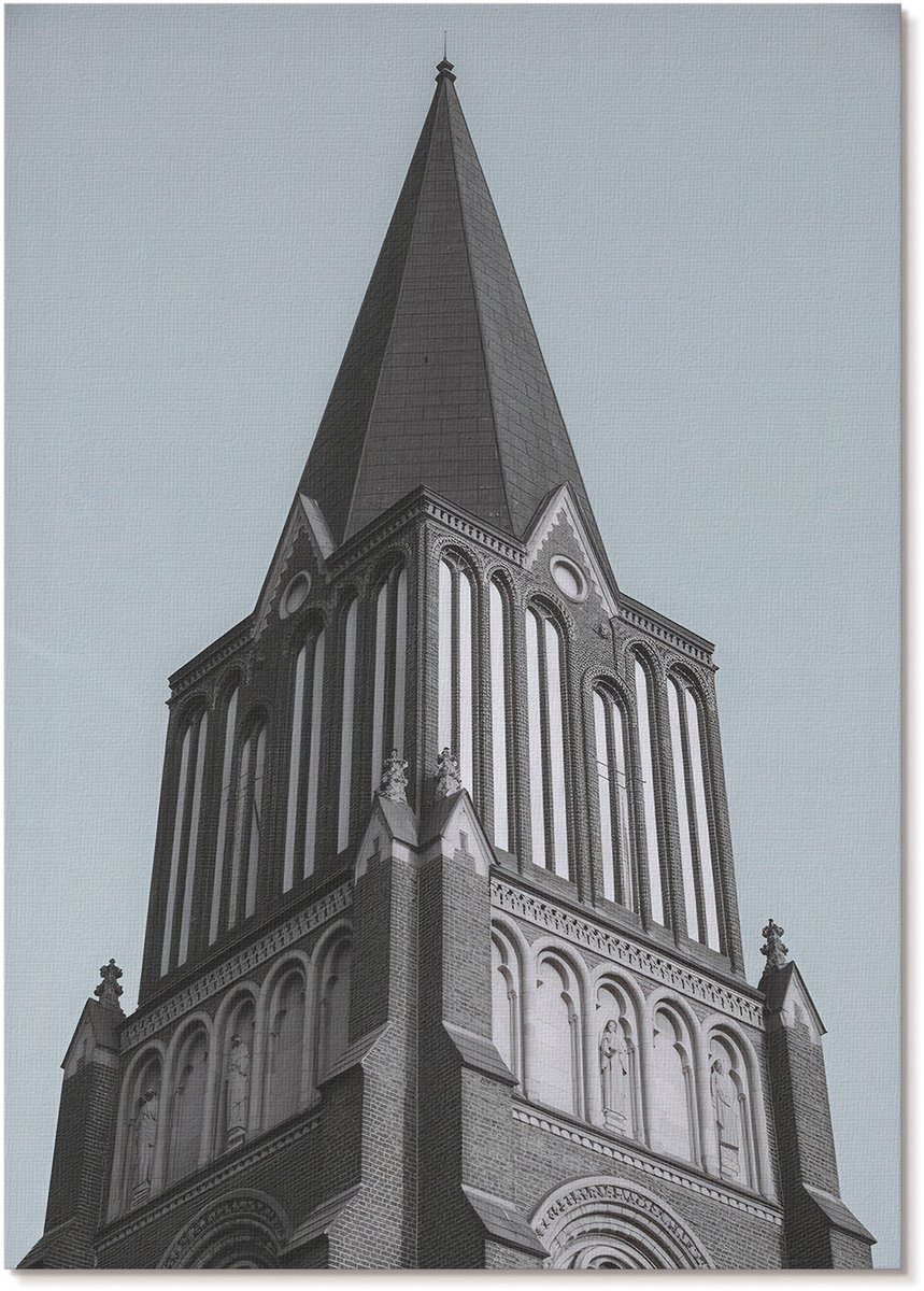 Tulup Polycanvas Wandposter - Gotische Toren, Fotografie - A4 - Grijs Motief - Rechthoek - Interieurdecoratie - Woonkamer, Slaapkamer, Kantoor - Klassiek