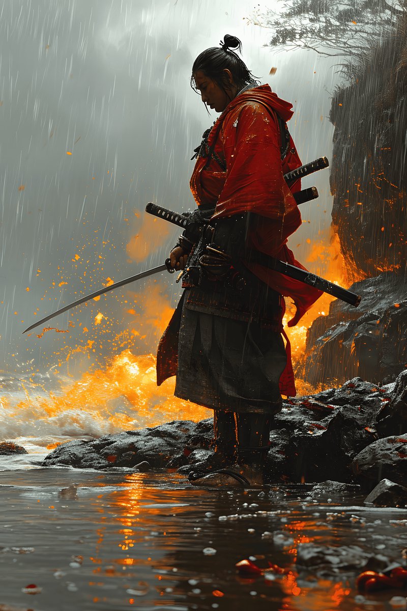 Samurai na Gevecht - Samurai - Japan - Oosterse Stijl - Krijger - posters - formaat 70x100cm - Wanddecoratie - L1785MT