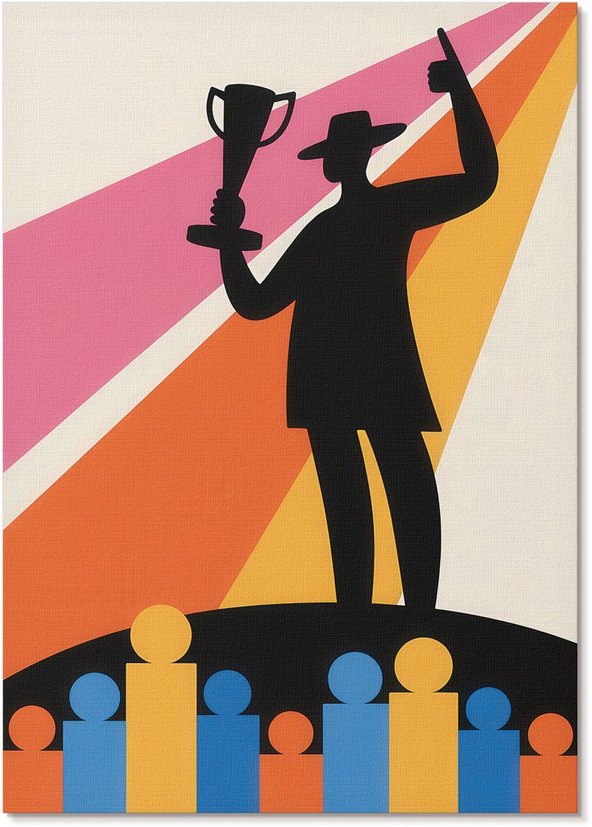 Tulup Polycanvas Wandposter - Overwinning Illustratie, Illustratie - A4 - Zwart Wandposter - Rechthoek - Interieurdecoratie - Woonkamer, Slaapkamer, Kantoor - Popcultuur