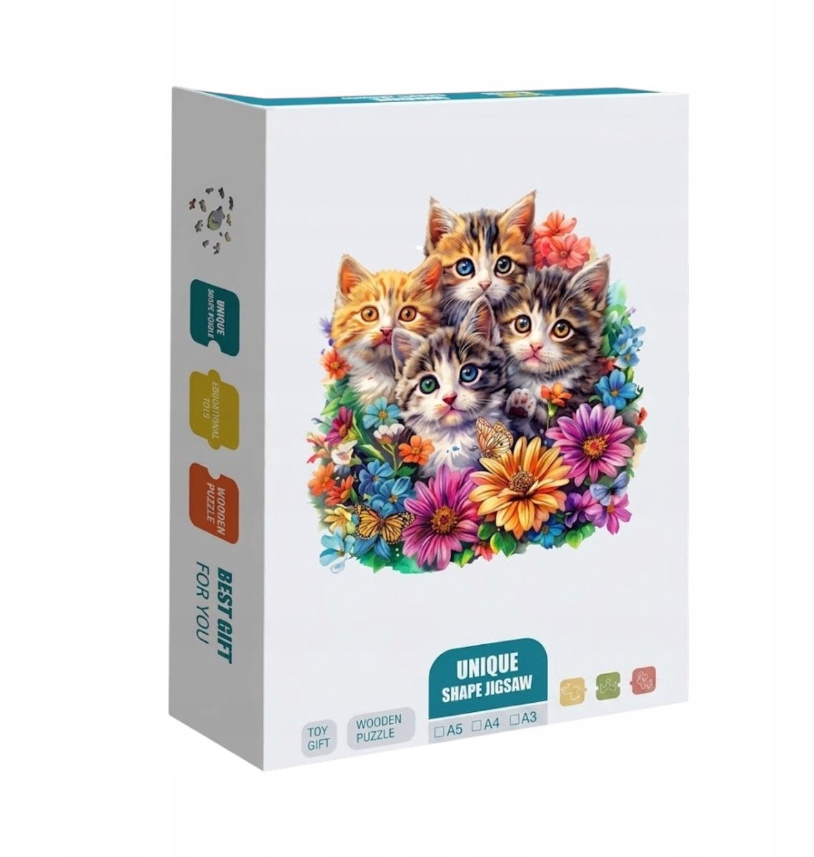 Houten Puzzel Katjes in Bloemen 85 Stukjes - Cadeau voor Kinderen