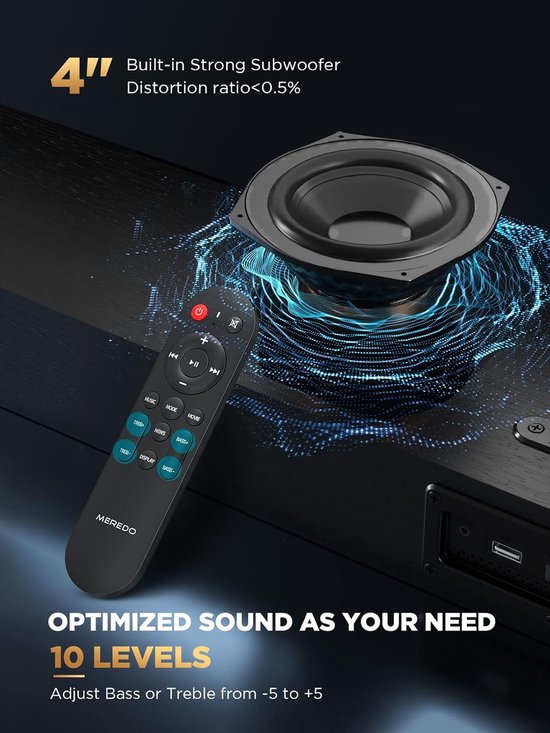 Houten Soundbar - Geluidssysteem TV - Thuisbioscoop Ervaring - Geïntegreerde Subwoofer - 71 cm - Zwart — afbeelding 3