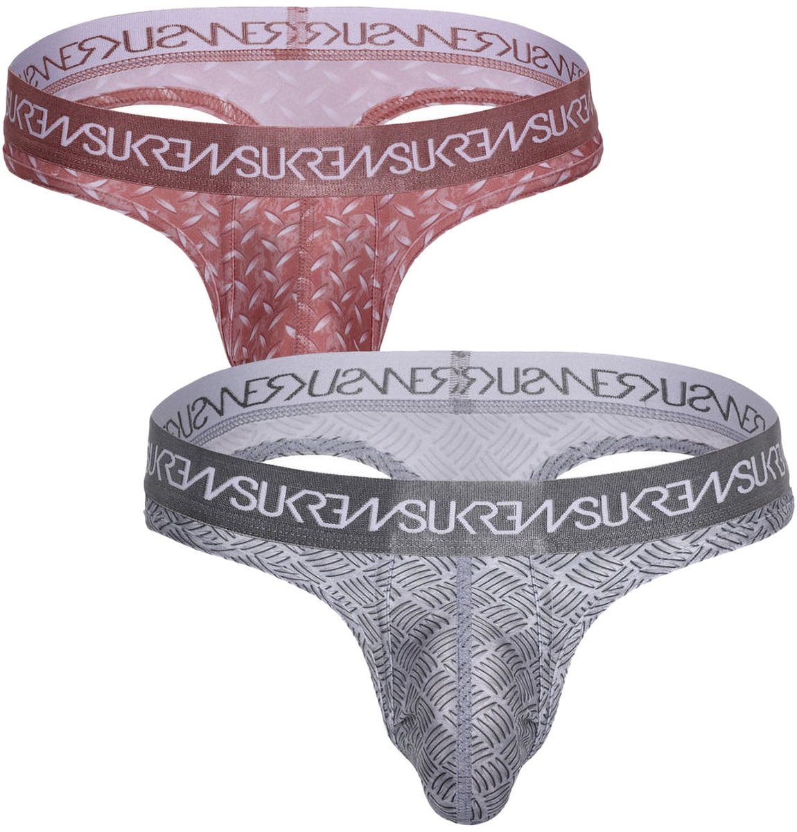 SUKREW Classic Thong Multipack 1x Diamond + 1x Checker - MAAT L - Heren Ondergoed - String voor Man - Mannen Thong