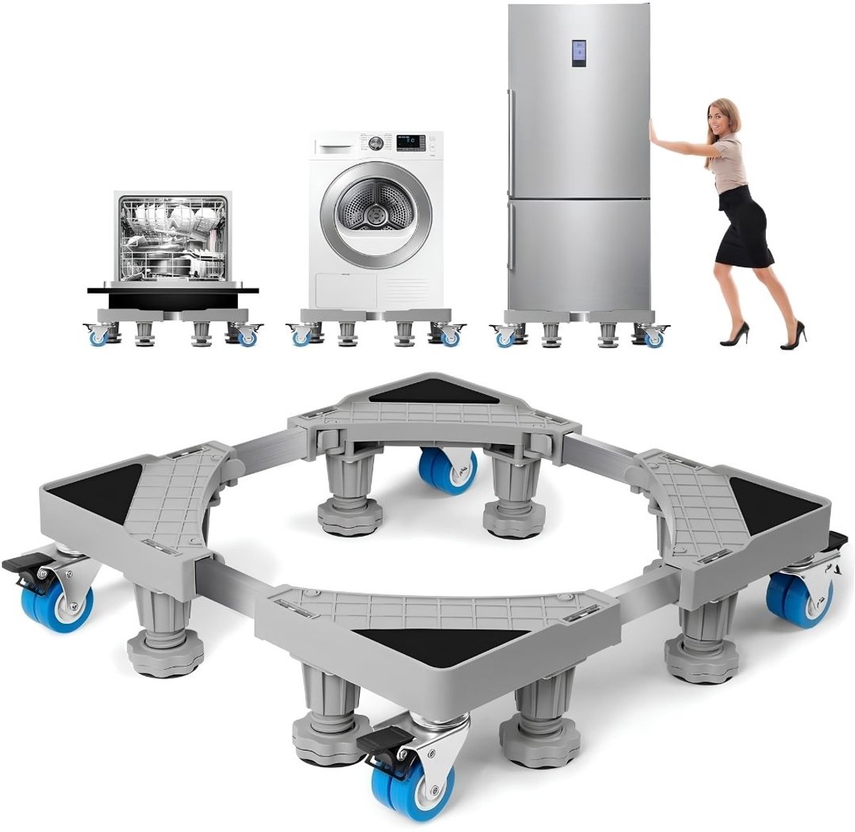 TYR® Wasmachine Verhoger - Wasmachine Sokkel - Wasmachine Onderstel - Grijs - 41cm x 41cm x 13cm