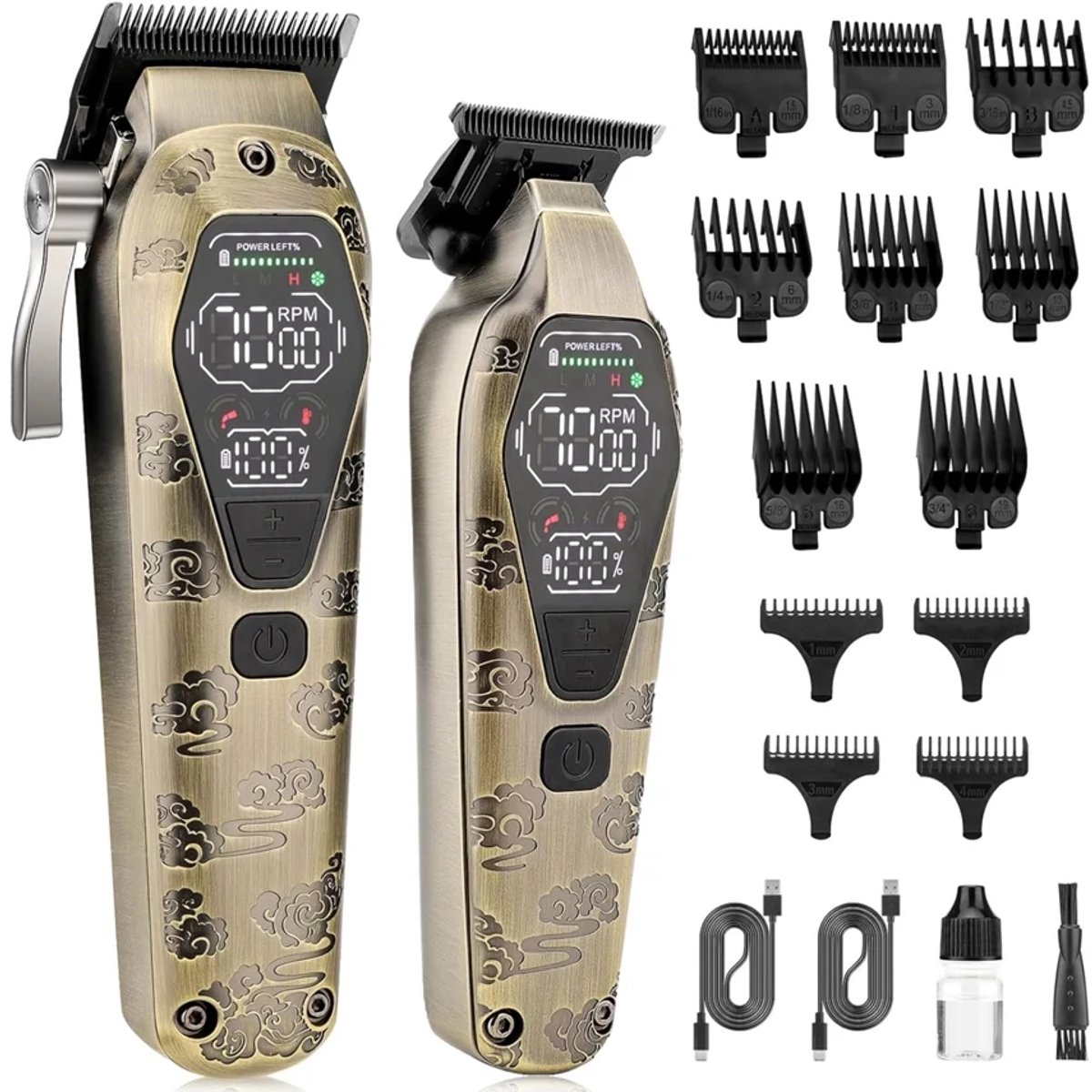 Professionele draadloze haartrimmer, 7000 toeren per minuut, met LED-indicator en USB-aansluiting.