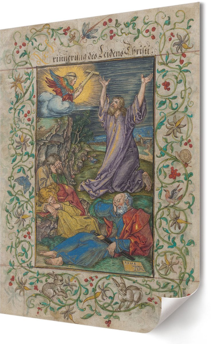 Coloray Polycanvas Wandposter - Christus Op De Berg, Schilderen - 420 x 594 - Blauw Patroon - Rechthoek - Wandkunstwerk - Woonkamer, Slaapkamer, Kantoor - Klassiek