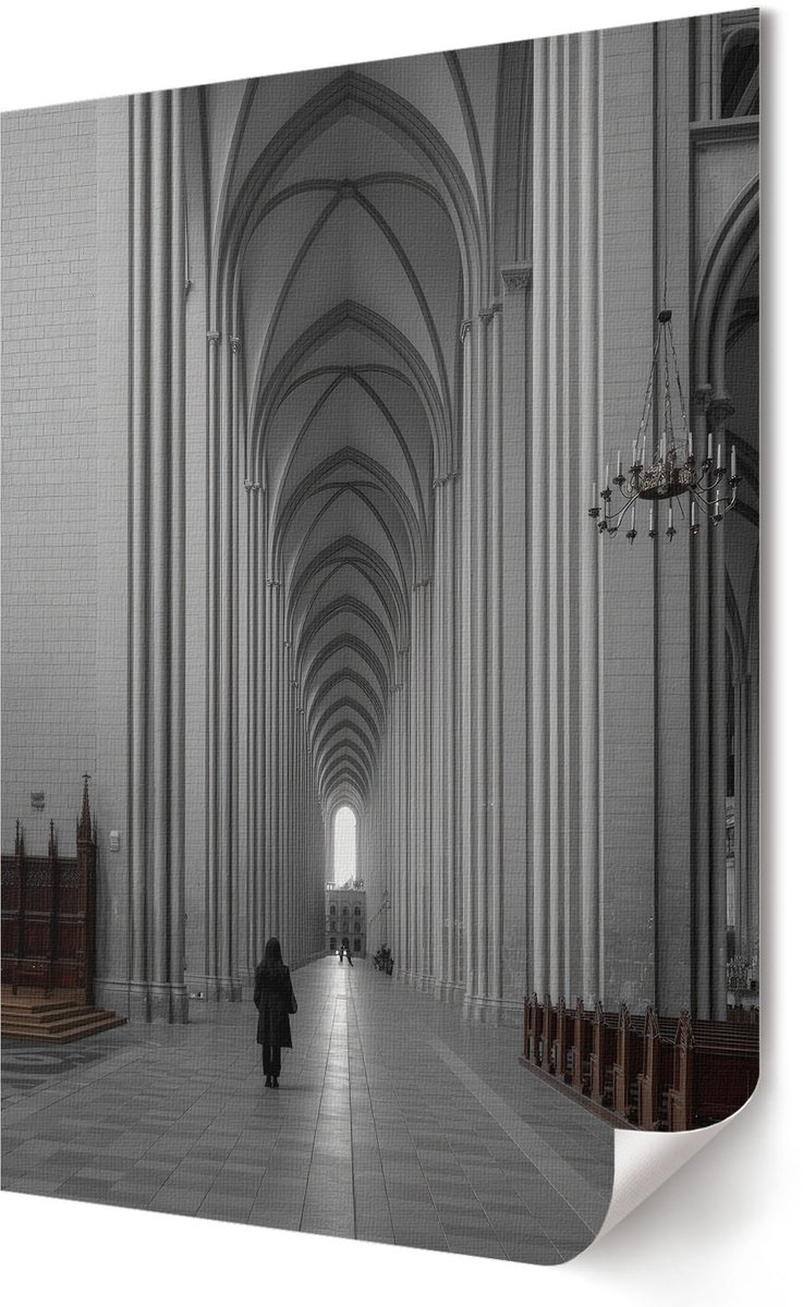 Coloray Polycanvas Poster - Gotische Tempel, Fotografie - 594 x 840 - Wit Illustratie - Rechthoek - Muurdecoratie - Woonkamer - Klassiek