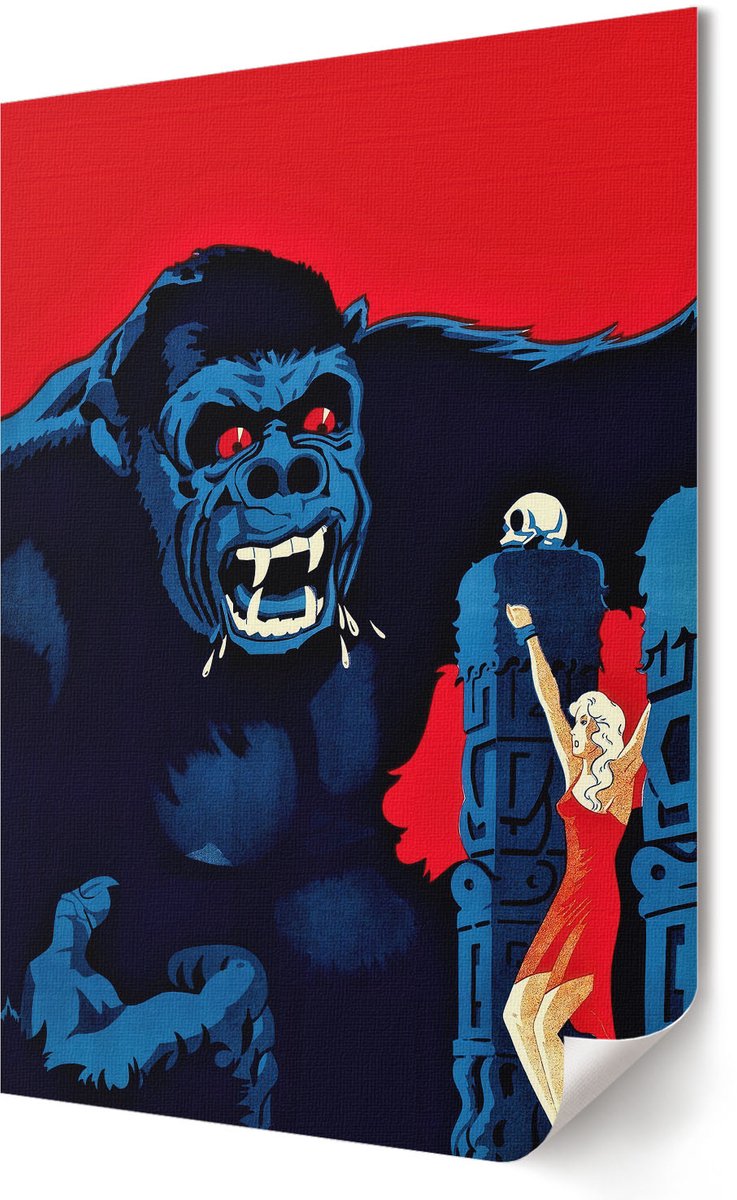 Coloray Polycanvas Poster - Koning Kong, Illustratie - 420 x 594 - Zwart Wandposter - Rechthoek - Decoratieve poster - Woonkamer, Slaapkamer, Kantoor - Expressief