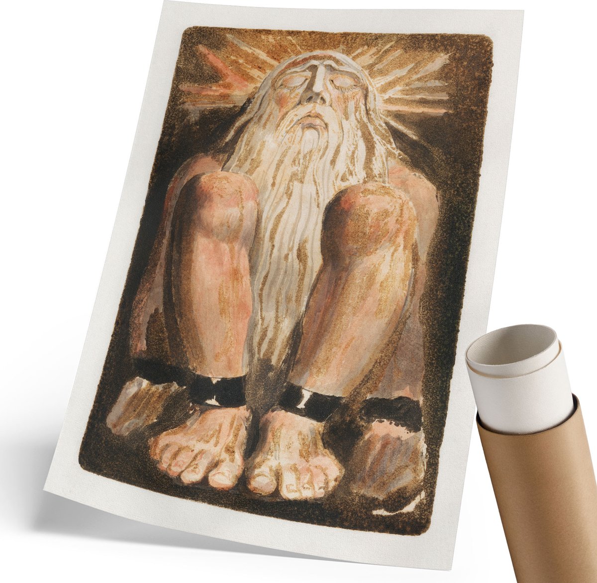 Coloray Polycanvas Poster - Het Boek Van Urizen, Waterverf - 210 x 297 mm - Bruin Motief - Rechthoek - Muurdecoratie - Woonkamer, Slaapkamer, Kantoor - Expressief