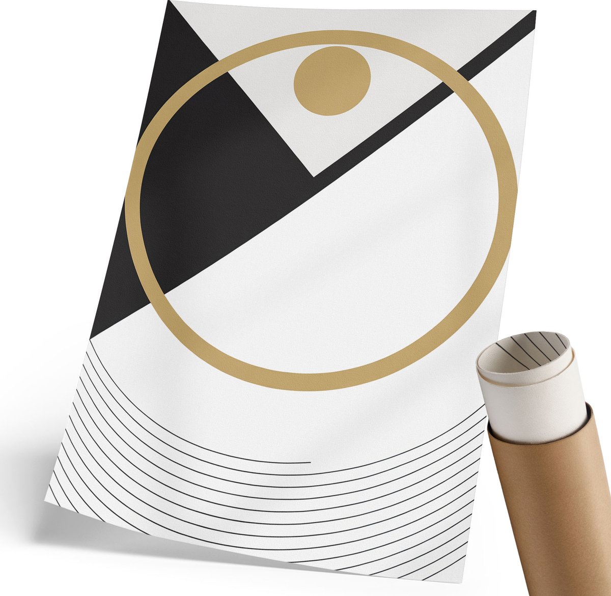 Coloray Canvas Poster Polycanvas - Geometrische Compositie, Illustratie - 210 x 297 mm - Zwart Decoratie - Rechthoek - Decoratieve poster - Woonkamer, Slaapkamer, Kantoor - Art deco