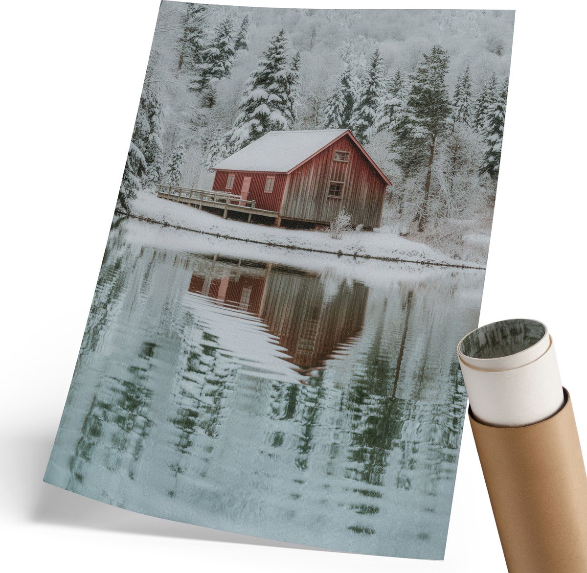 Coloray Polycanvas Wandposter - Winterlandschap, Fotografie - 210 x 297 mm - Wit Wandposter - Rechthoek - Interieurdecoratie - Woonkamer, Slaapkamer, Kantoor - Rustiek