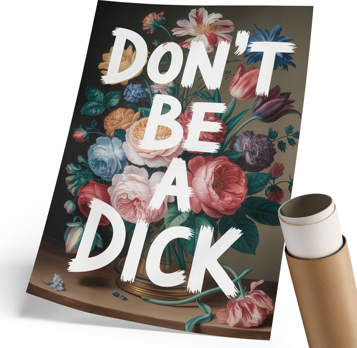 Coloray Polycanvas Wandposter - Wees Geen Eikel., Schilderen - 210 x 297 mm - Wit Illustratie - Rechthoek - Muurkunst - Woonkamer, Slaapkamer, Kantoor - Humoristisch