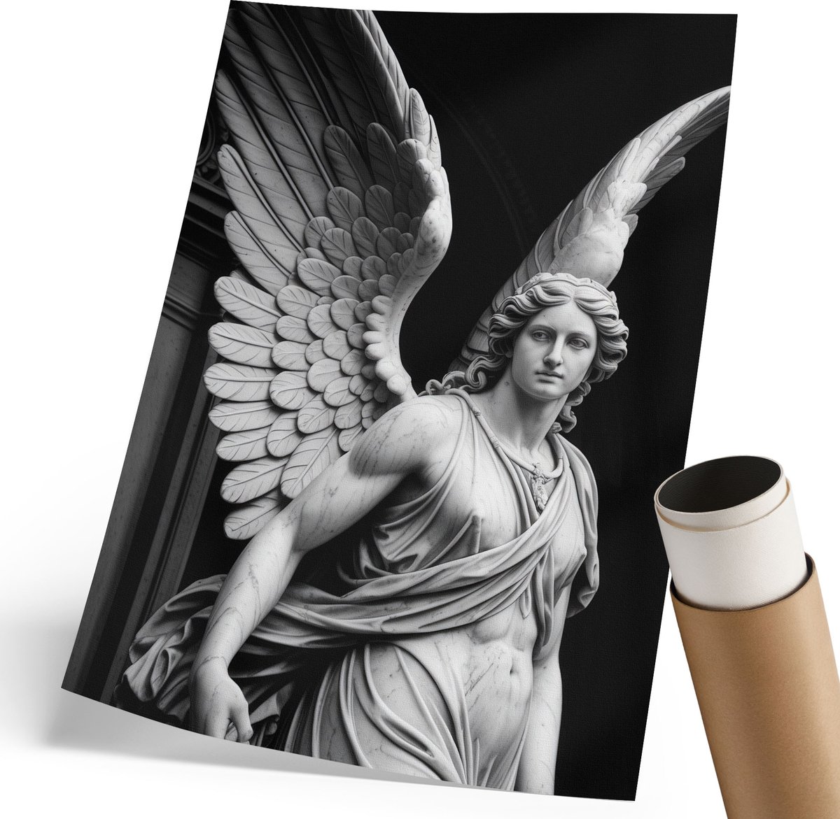 Coloray Polycanvas Wandposter - Engelachtige Figuur, Fotografie - 210 x 297 mm - Wit Design - Rechthoek - Muurkunst - Woonkamer, Slaapkamer, Kantoor - Klassiek