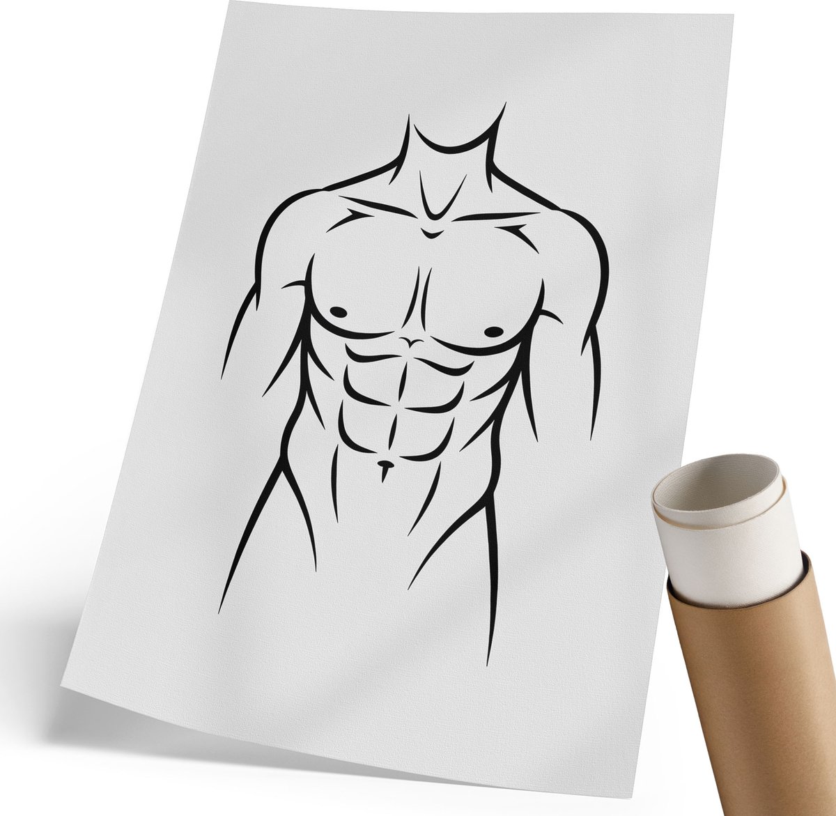 Coloray Polycanvas Wandposter - Minimalistisch Silhouet, Lijntekening - 210 x 297 mm - Zwart Decoratie - Rechthoek - Wandkunstwerk - Woonkamer, Slaapkamer, Kantoor - Minimalist