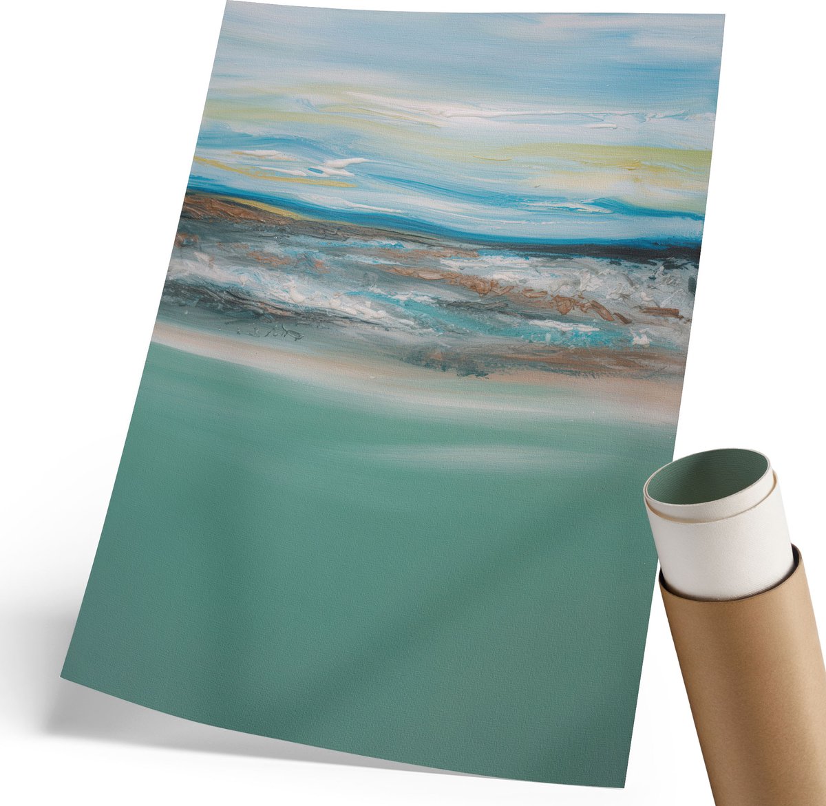 Coloray Polycanvas Wandposter - Een Vredig Landschap, Schilderen - 210 x 297 mm - Blauw Kunst - Rechthoek - Muurkunst - Woonkamer, Slaapkamer, Kantoor - Expressief