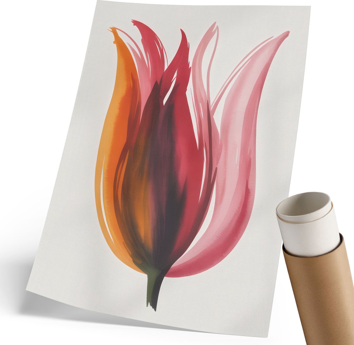 Coloray Polycanvas Wandposter - Kleurrijke Bloem, Schilderen - 210 x 297 mm - Rood Illustratie - Rechthoek - Wandkunstwerk - Woonkamer, Slaapkamer, Kantoor - Expressief