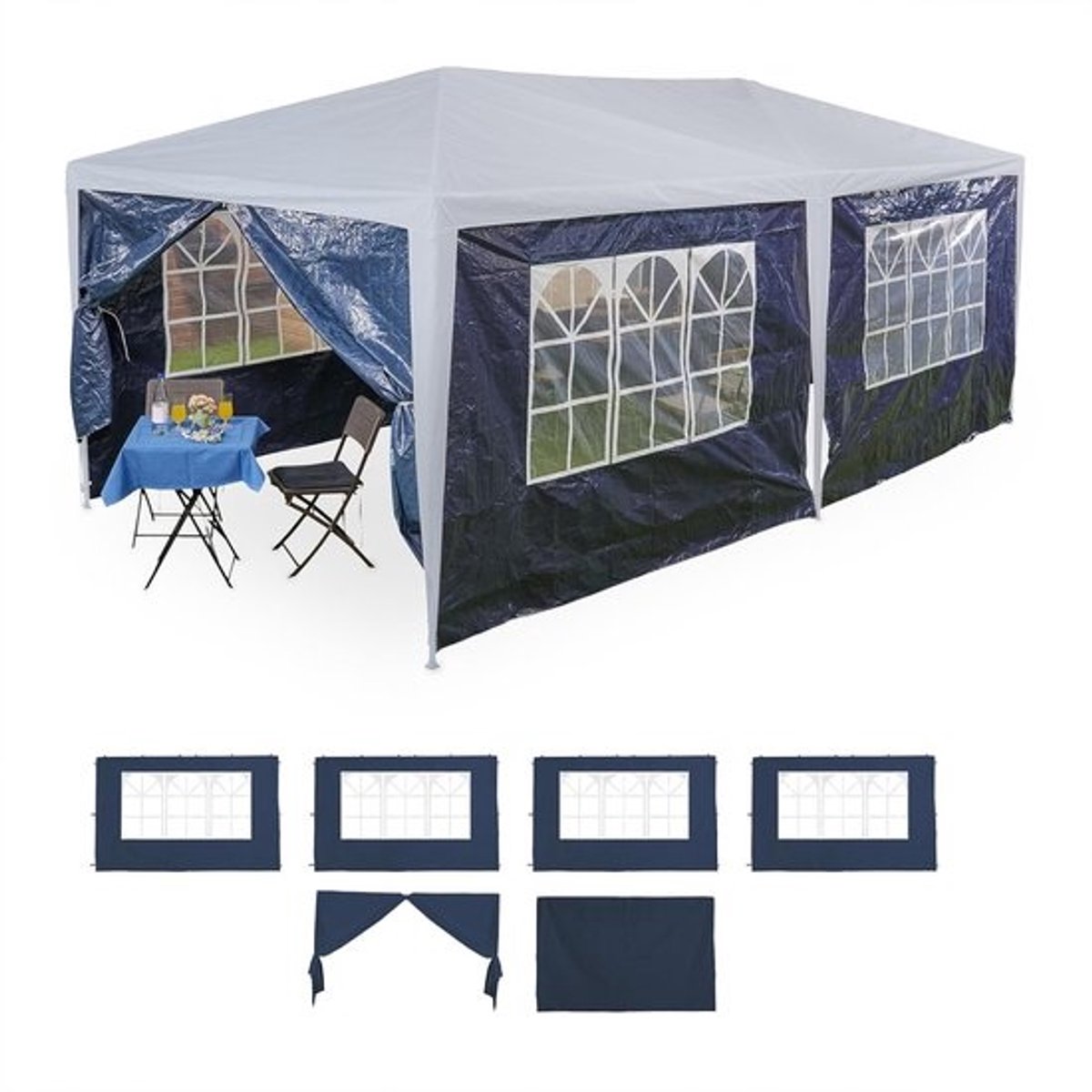 Zijwanden Partytent Set - Feesttent Zijkanten - Bescherming Buiten - Waterdicht PE Materiaal - 2x3 Meter - Blauw