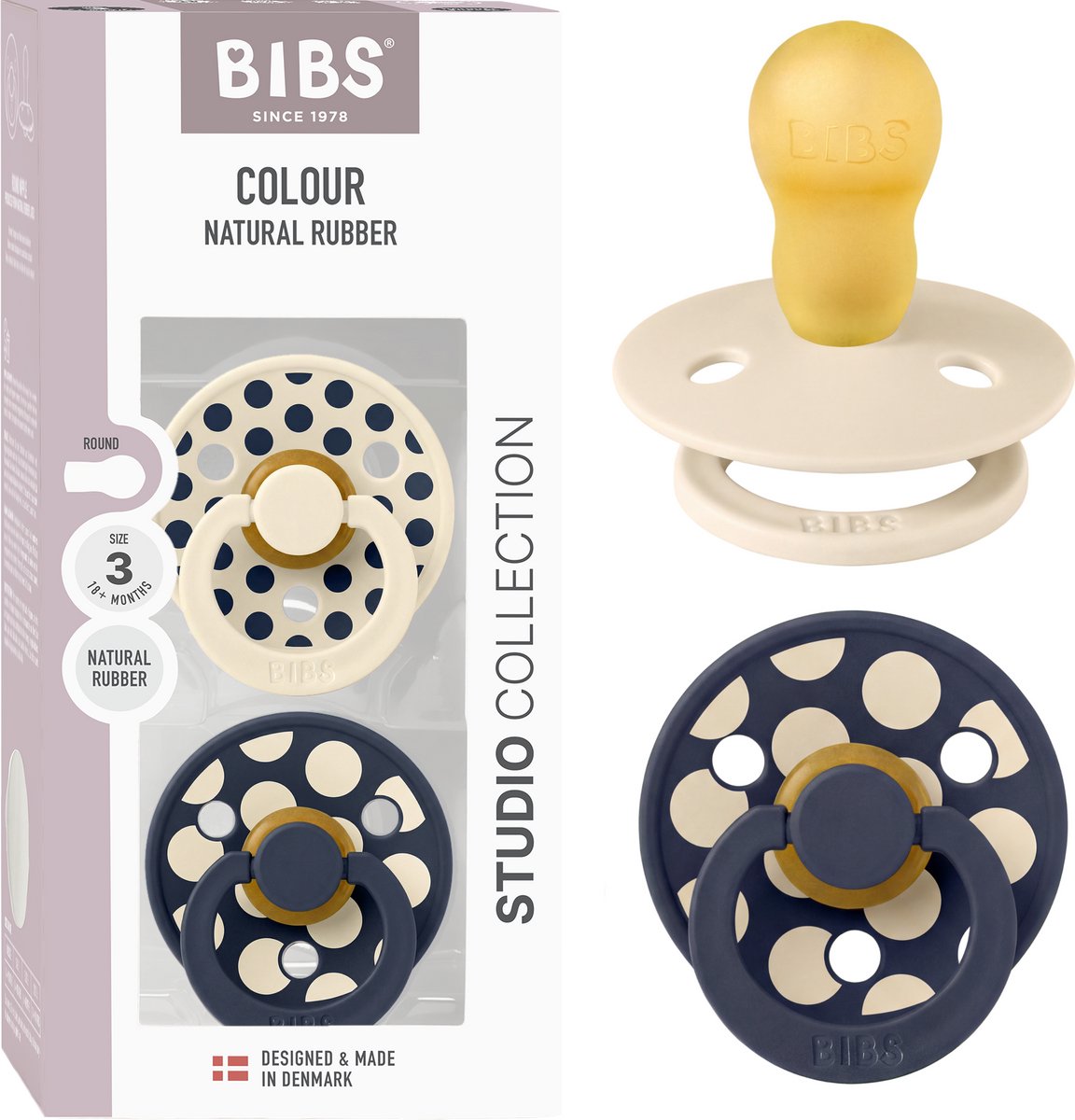 BIBS Colour Fopspeen - 18-48 mnd - 2-pack - Rond - Ivory/Deep Space