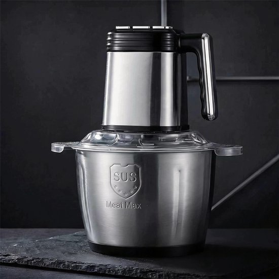 Hakmolen Elektrisch - Food Chopper RVS - Groentesnijder - Keukenmachine - 3 Snelheden - 3L - Veiligheidsslot - 25x29 cm - Multifunctioneel Hakmolen - Voor Vlees & Groenten & Noten & Babyvoeding — afbeelding 5