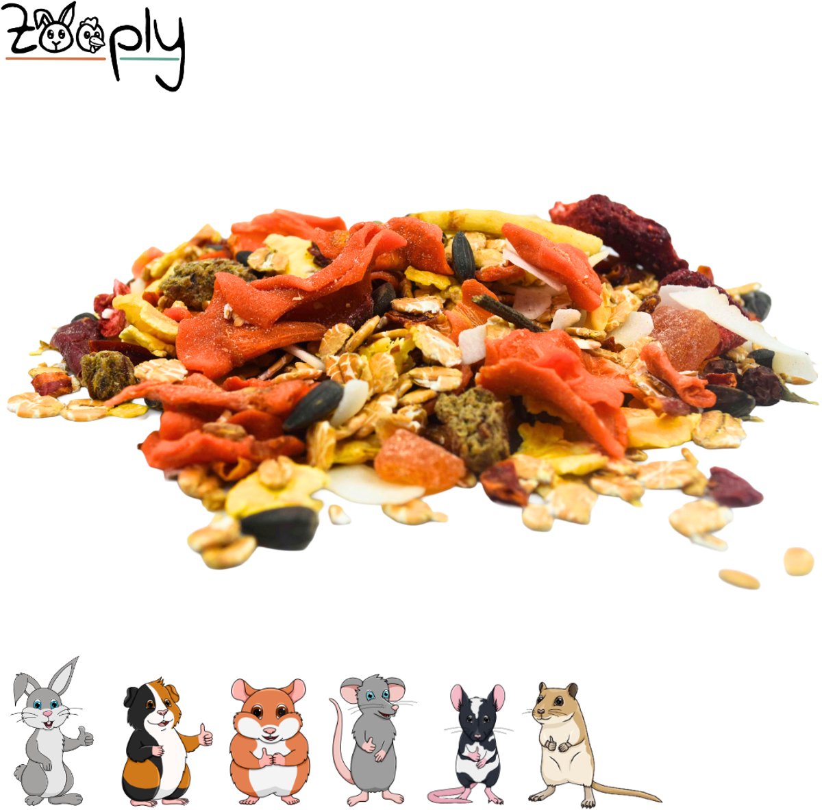 Zooply Zomermix - Kruiden & Snacks - 100% natuurlijk - Voor konijnen & cavia's - 350 gram
