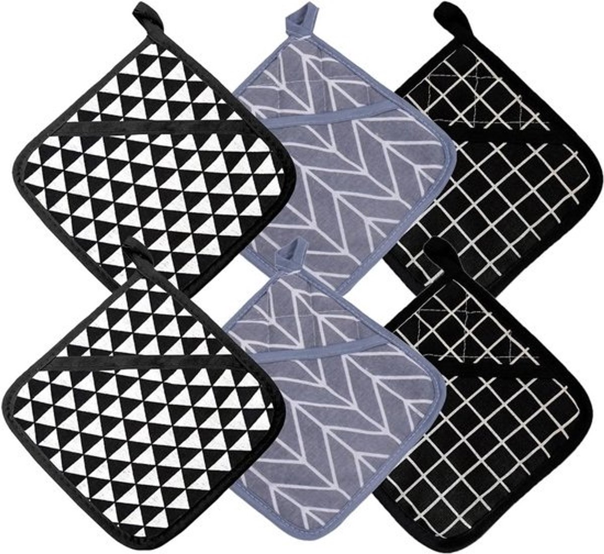 Keukenhandschoenen - Pannenlappen Ovenwanten - Bescherming tegen Hitte - Dubbele Warmte-isolatie - 18 x 18 cm - Gekleurd