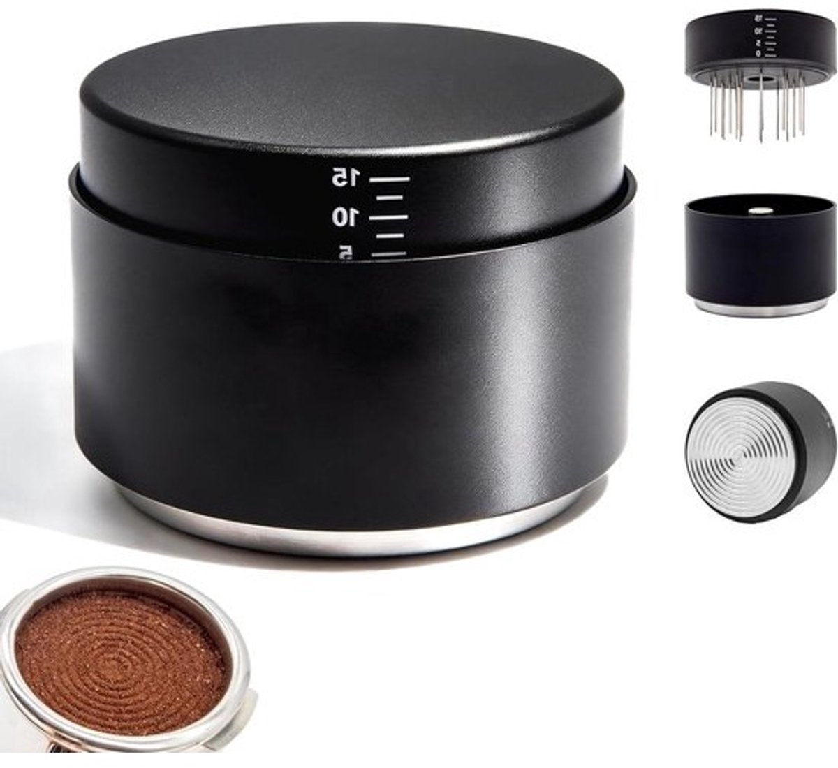 Koffie Verdeler Tamper - Espresso Accessoires - Bereiden Koffie - 3-in-1 Functie - 58 mm - Zilver