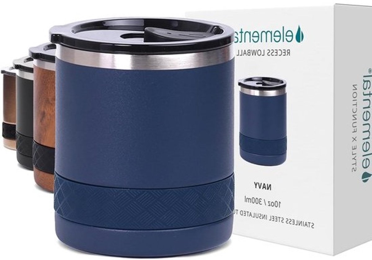 Geïsoleerde Beker - Whisky To Go Cup - Dranken Koel Houden - Geen Metallic Nasmaak - 10 Ounce - Marineblauw