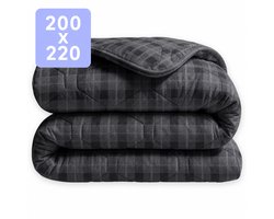 HappyBed Dekbed zonder overtrek 200x220 - Wasbaar Dekbed - Bedrukt dekbed zonder hoes - Hoesloos Dekbed - Tweepersoonsdekbed - Grey Tartan