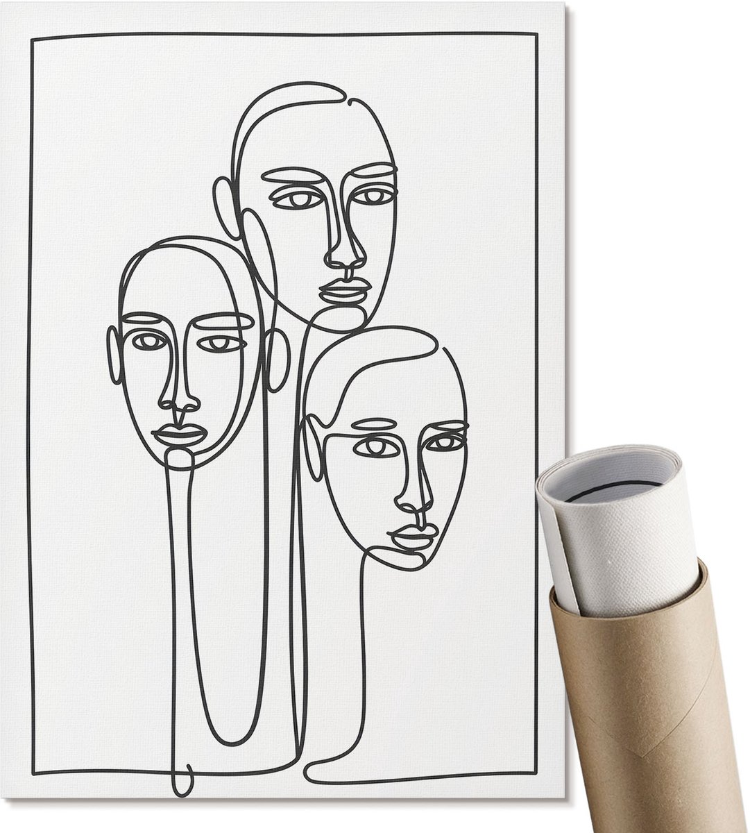 Coloray Canvas Poster Polycanvas - Zittende Vrouw, Schilderen - A3 - Beige Patroon - Rechthoek - Kunstposter - Woonkamer, Slaapkamer, Kantoor - Rustiek