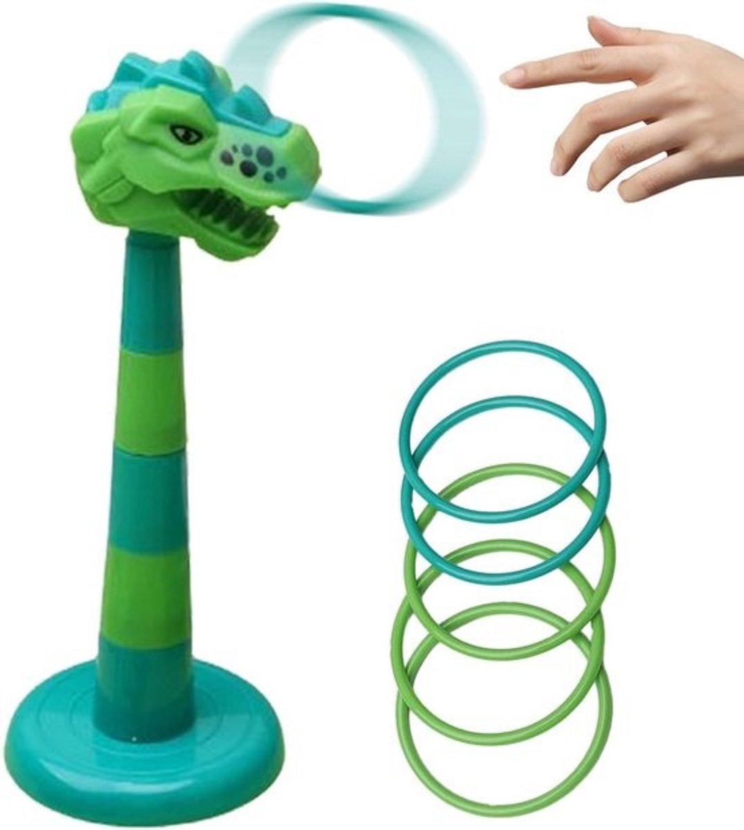Ringwerpspel Dinosaurus - Buitenspeelgoed Kinderen - Ontwikkeling Vaardigheden - Interactieve Spelfuncties - 13.1 x 8.7 x 4.5 cm - Groen
