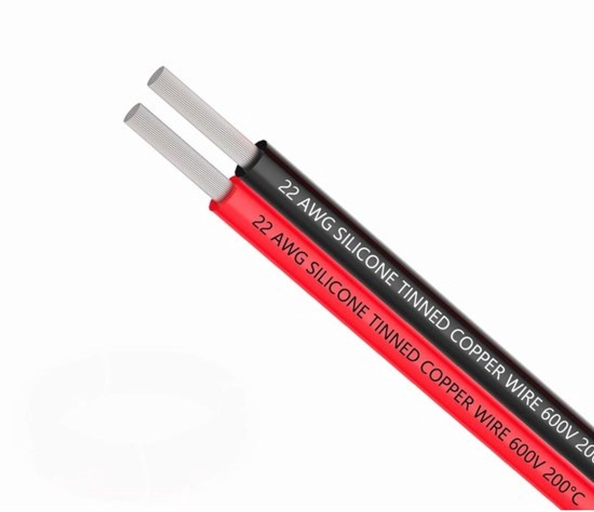 22 AWG Siliconen Elektrische Draad Kabel 10 Meter (Rood & Zwart) - Hoge Temperatuur & Flexibel