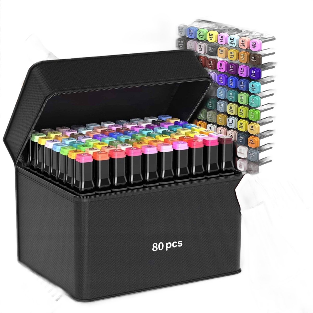 Currero Aquamarkers - Twinmarkers - Brushpennen - Stiften - Markeerstiften Op Waterbasis - Dual Tip - Tekenen En Kleuren - 80 Kleuren