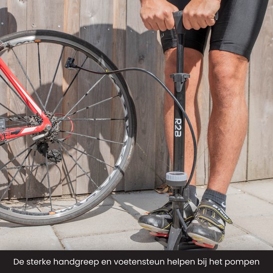 R2B® Fietspomp met Drukmeter - Dubbele Ventielkop - Incl. Opzetstuk voor o.a. Ballen & Luchtbed - Fietspompen - Pomp van R2B — afbeelding 3