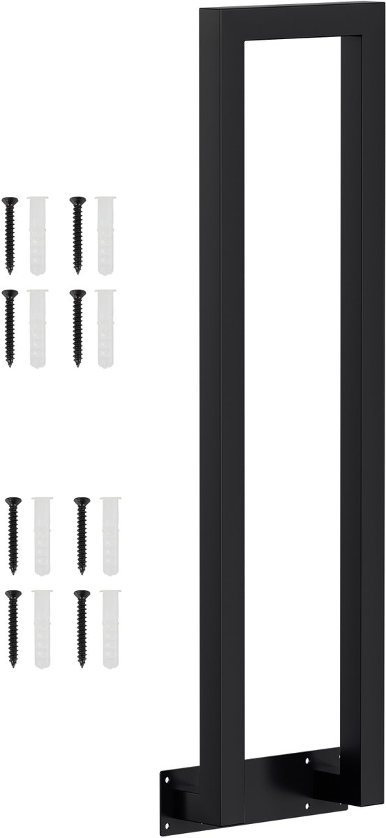 U-vormige trapleuning 110 cm zwart – ijzeren leuning met vierkante buis, zijmontage, binnen en buiten, incl. montagepakket