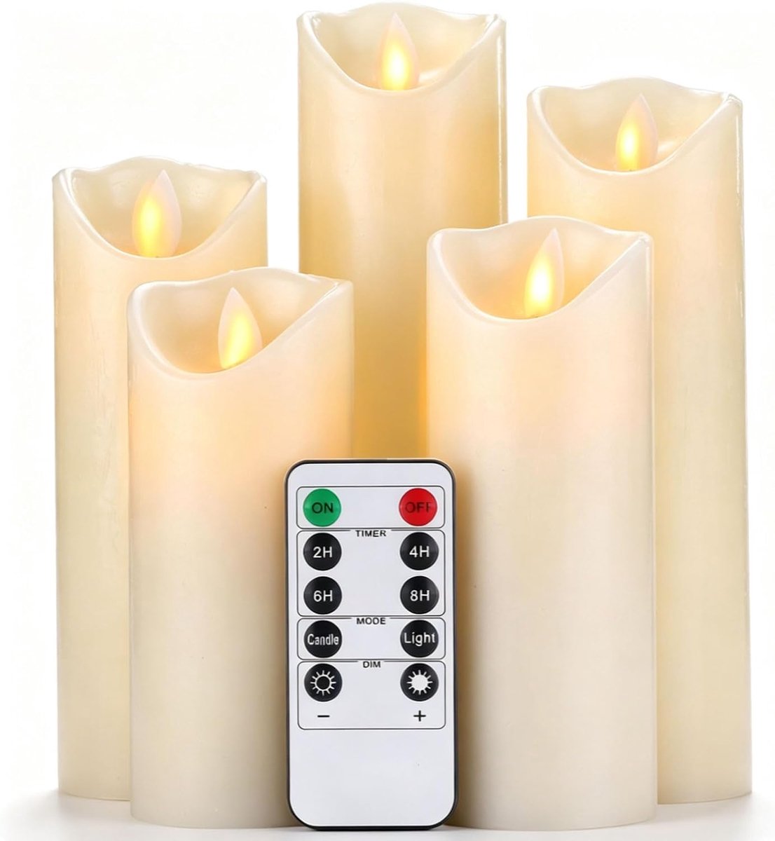 LED-kaarsen - Set van 5 - Was - Met LED