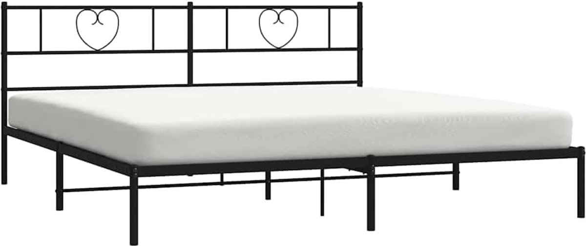 vidaXL Bed Frame with Headboard Metal Black 180 x 200 cm