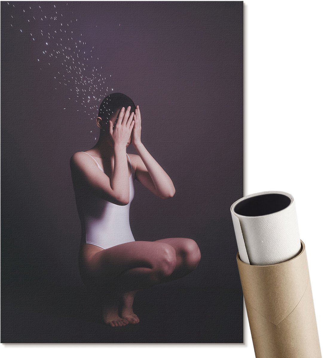 Coloray Polycanvas Wandposter - Het Mysterie Van Een Vrouw, Fotografie - A4 - Paars Poster - Rechthoek - Wandkunstwerk - Woonkamer, Slaapkamer, Kantoor - Expressief