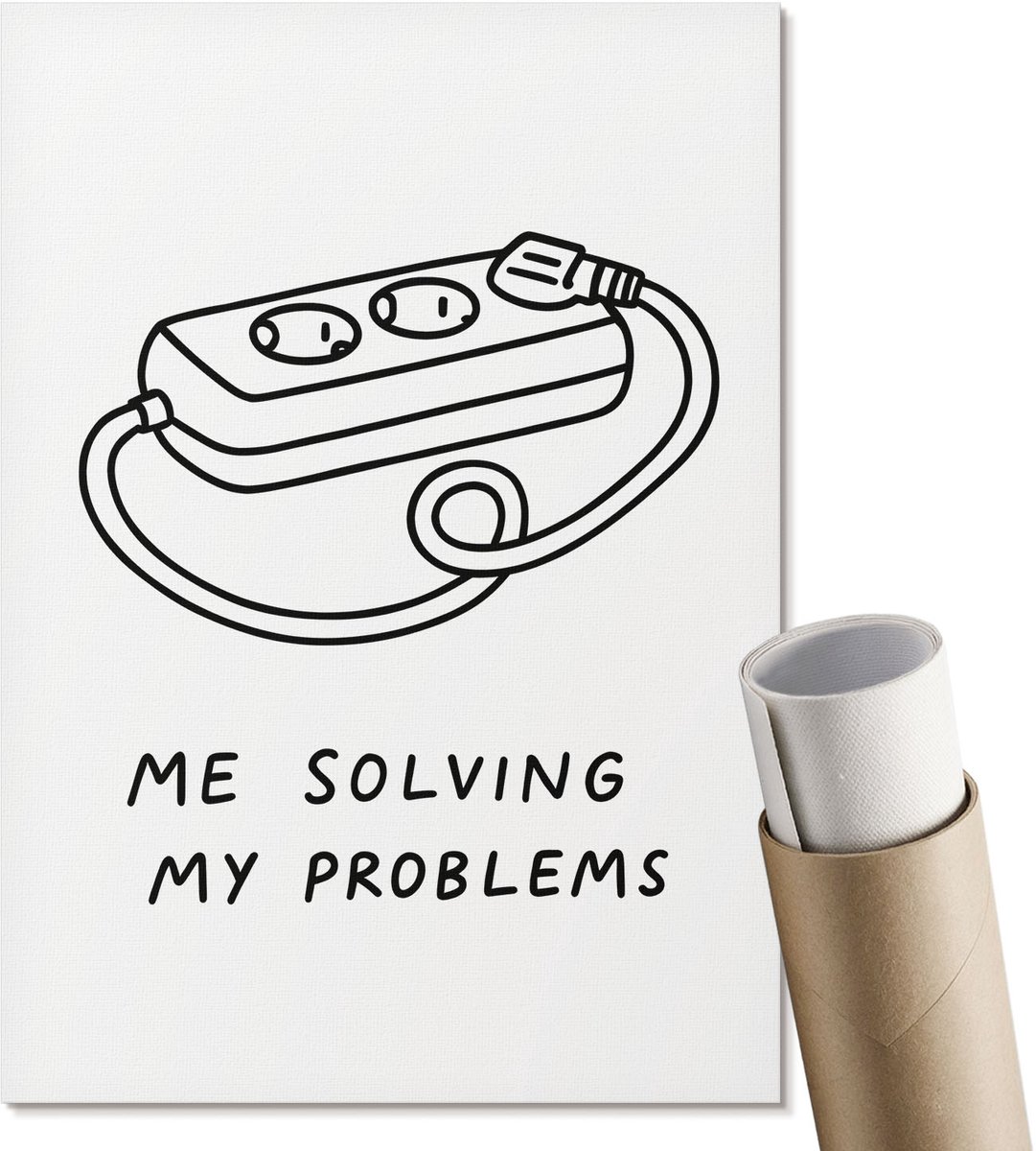 Coloray Canvas Poster Polycanvas - Mijn Problemen, Illustratie - A4 - Wit Poster - Rechthoek - Decoratieve poster - Woonkamer, Slaapkamer, Kantoor - Humoristisch