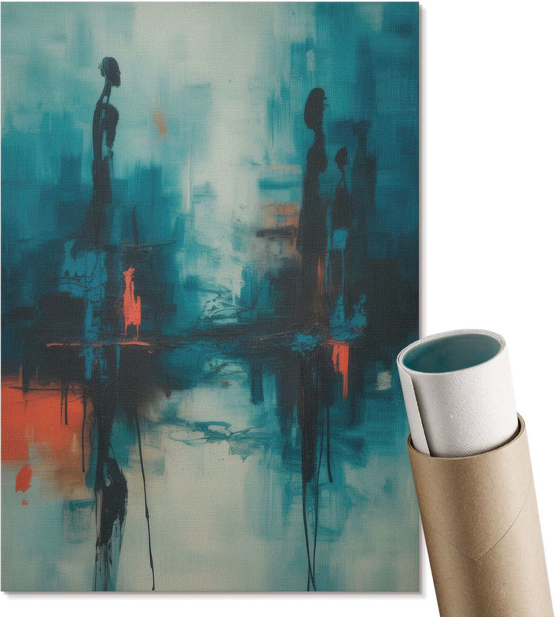 Coloray Polycanvas Wandposter - Mysterieus Landschap, Schilderen - A4 - Turkoois Wandposter - Rechthoek - Wandkunstwerk - Woonkamer, Slaapkamer, Kantoor - Expressief