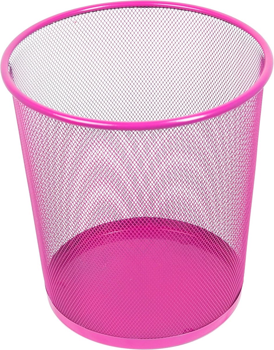 Prullenbak van metaalgaas, 12 liter, roze, 26,6 x 21,8 x 28 cm