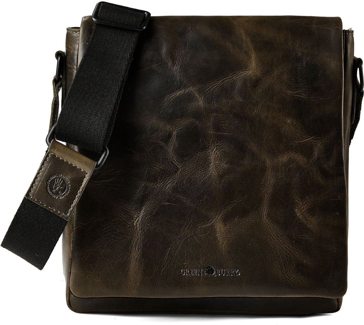GREENBURRY Leren schoudertas Newport Crossover Bag British Green olijfgroen