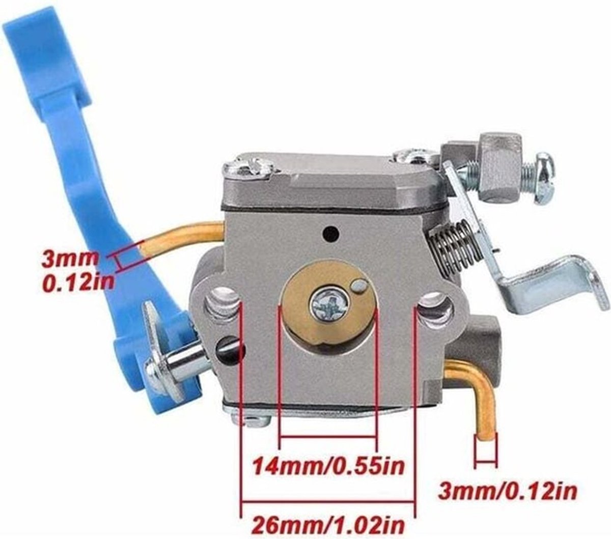 Carburateur geschikt voor de Husqvarna 125B, 125BX, 125BV en 125BVX handföhns, model 545112101. Ook geschikt geschikt voor de modellen 581798001, 590460102 en 545081811.