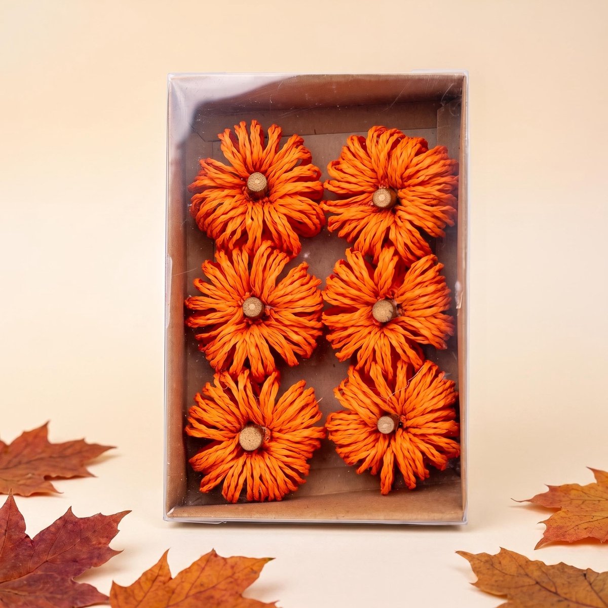 Deco pompoenen - Oranje - Ø 4 cm - 6 stuks - Natuurlijk materiaal