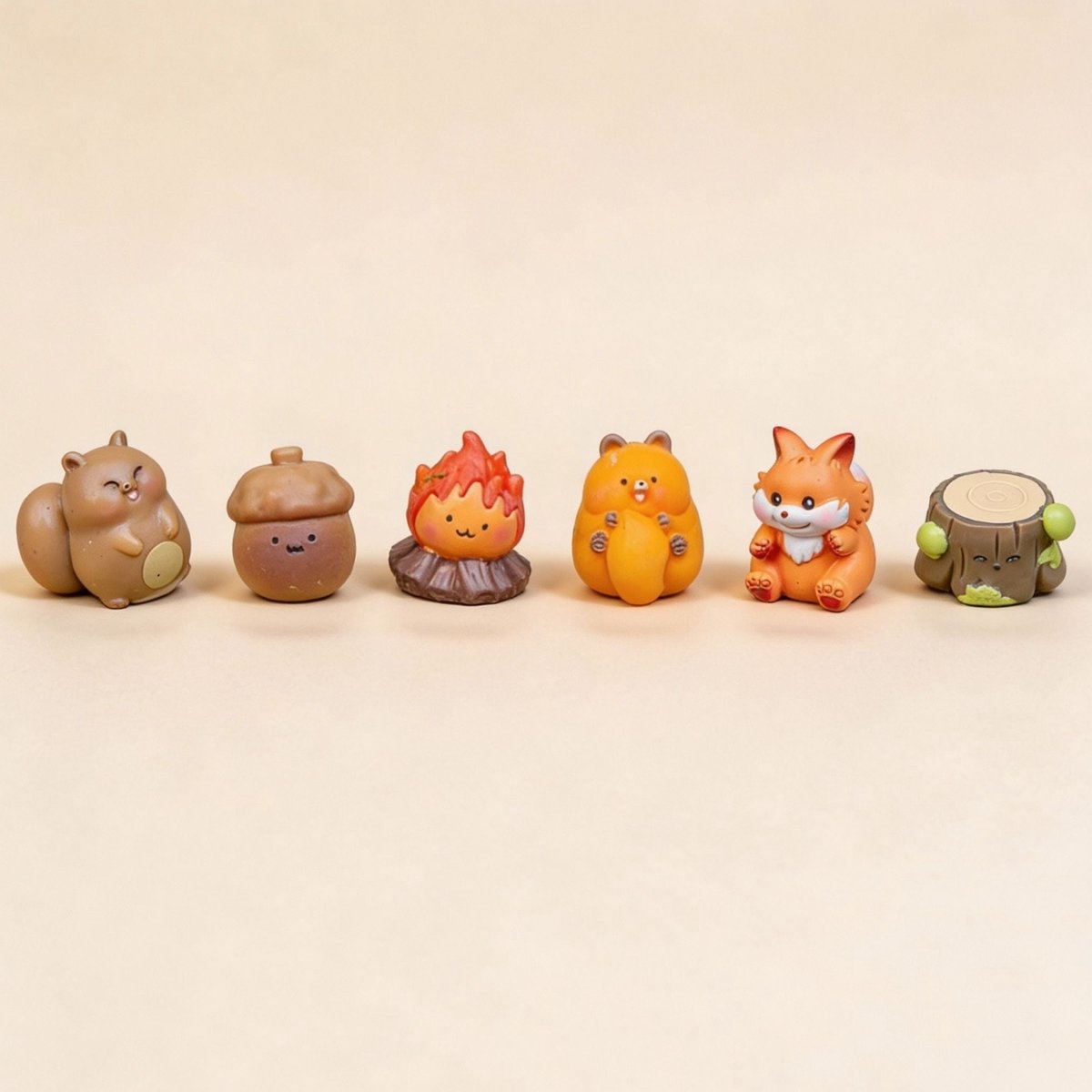 Forest Friends - Decoratieve miniatuur figuren - Herfst thema - 6 stuks - ↑ 1 - 3 cm