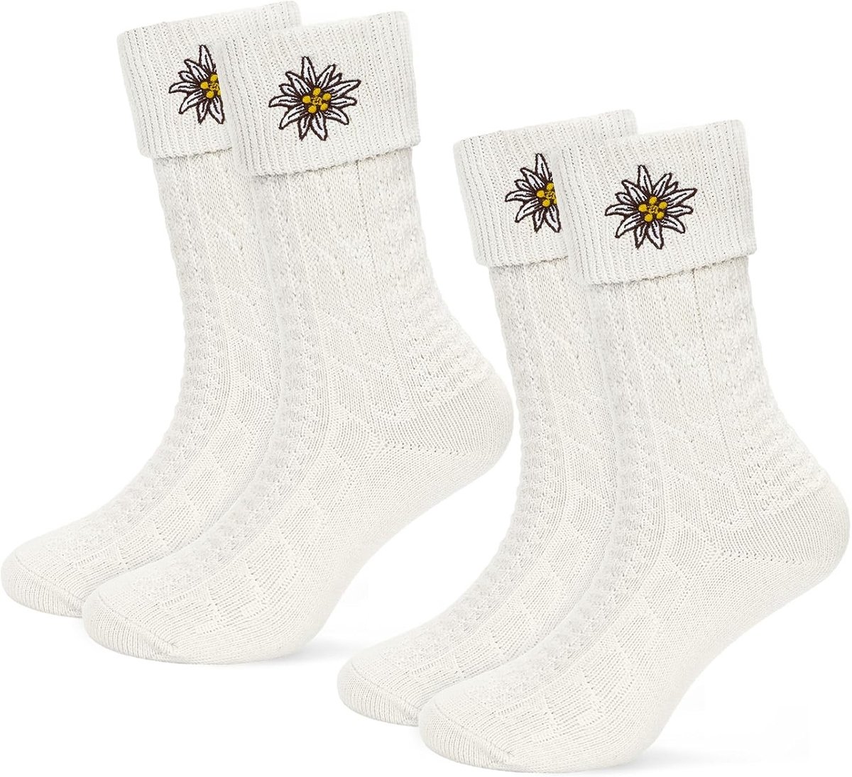 Oktoberfest kostuumsokken voor mannen en vrouwen, gebreide sokken met borduursel, dirndl en feestelijke sokken in beige, perfect voor feesten en evenementen