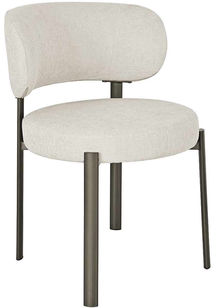 Vente-unique Set van 6 stoelen in getextureerde stof en brons metaal - Crème - ASILOVA